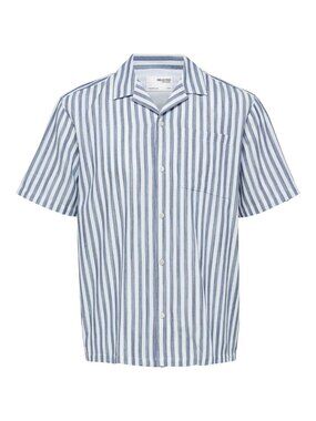 Selected Homme Blue Stripe Short Sleeve Shirt/10994